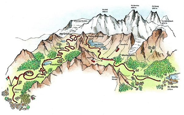 106 Bernina Express, tracciato